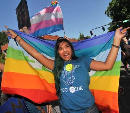 young woman with pride flag
