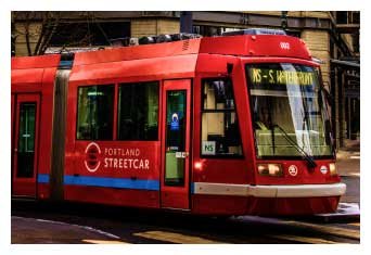 red Portland streetcar